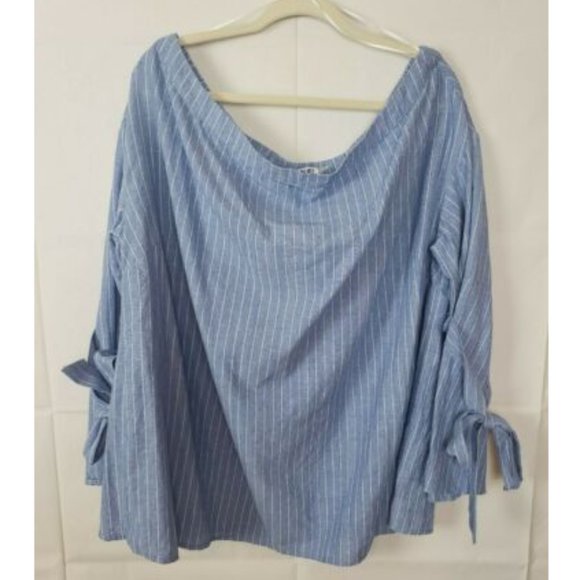 Womens Off The Shoulder Striped Size 20 Top - Picture 1 of 6